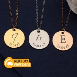 Personalized Gold Disc Necklace initial - Image 2