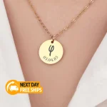 Personalized Gold Disc Necklace initial - Image 5