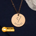 Personalized Gold Disc Necklace initial - Image 6