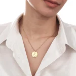 Personalized Gold Disc Necklace initial - Image 3