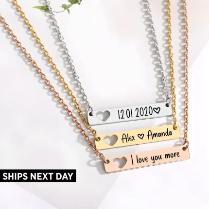 Girls Personalized Initial Bar Necklaces