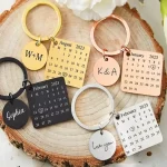 Personalized Calendar Keychain Stainless Steel